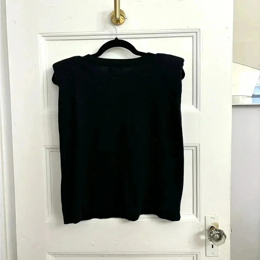 Velvet Brand Black Shoulder Padded Muscle Tee Sz XS - Picture 6 of 11